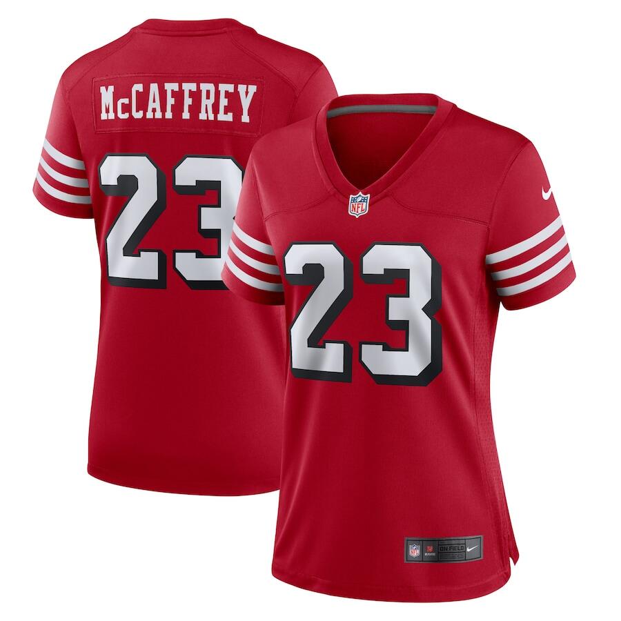 Women's San Francisco 49ers #23 Christian McCaffrey New Red Stitched Jersey(Run Small)